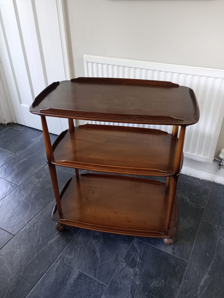 Ercol Windsor Model 458 vintage serving trolley with three shelves